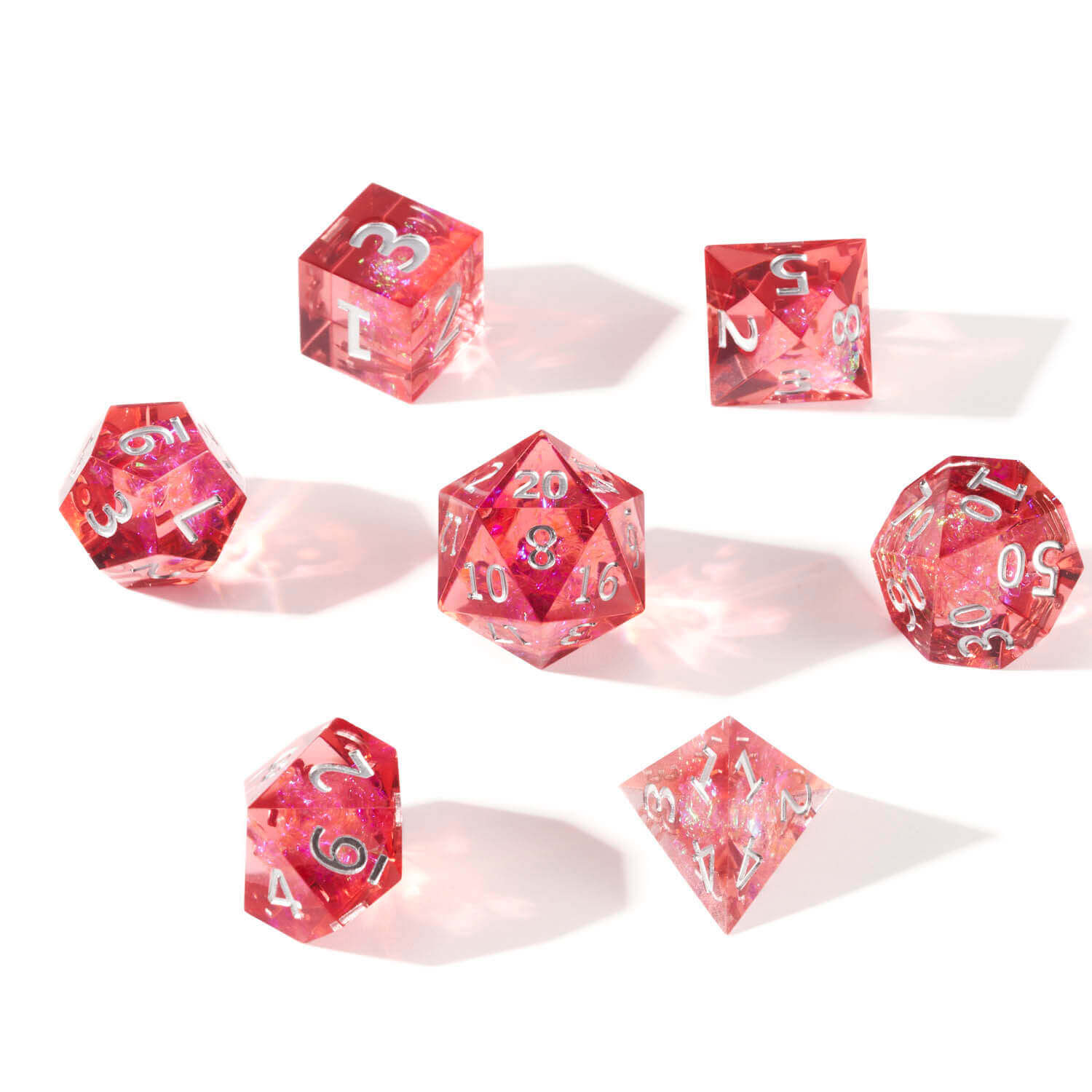 thumbnail image 2 of Sage's Portal Cantrips Polyhedral Dice Set – Pink/Blue Glitter Foil Resin For D&D 2 of 4