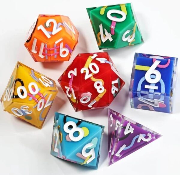 Custom Rainbow Resin Dice Set