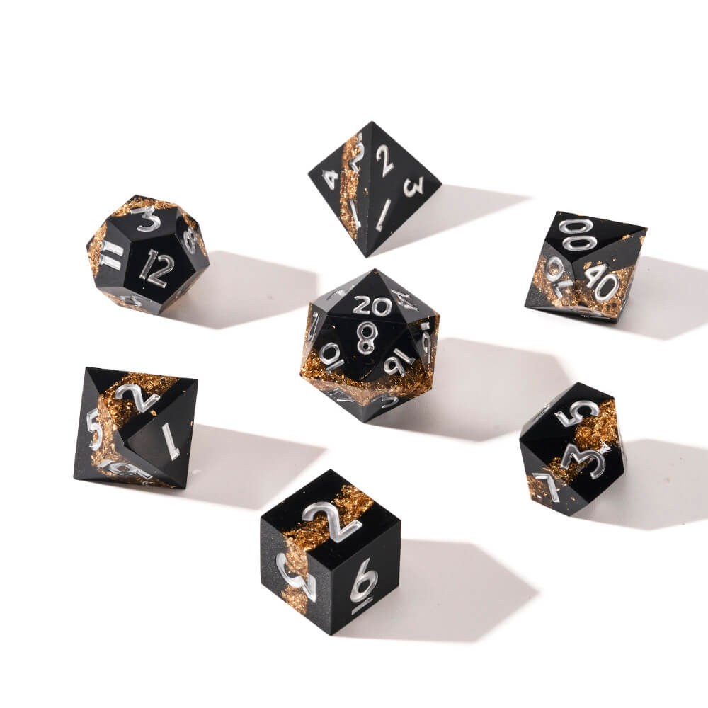 Black Dice Set for Dungeons & Dragons D&D Acrylic RPG Cthulhu Tabletop Role-Playing Game Digital Dice(RD022))