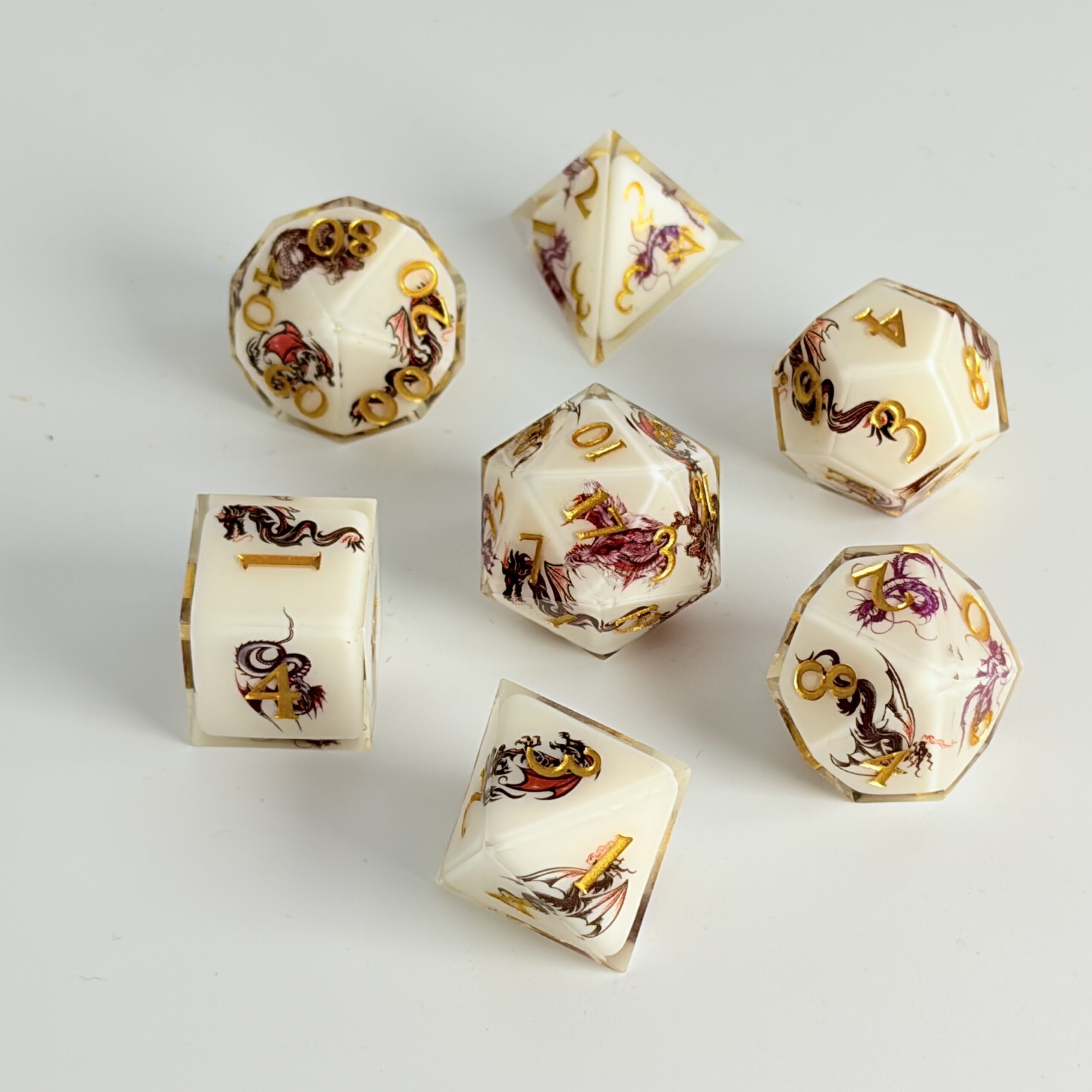 Chinese Zodiac Sticker Inside Dice – Transparent Resin Dice with Sealed Zodiac Art For Board Game(RDT003)
